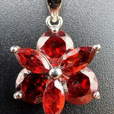 Garnet Sterling Silver Pendant
