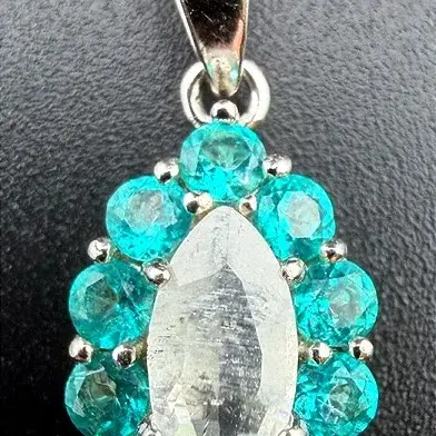 Paraiba Blue Topaz & Moonstone Sterling Silver Pendant 