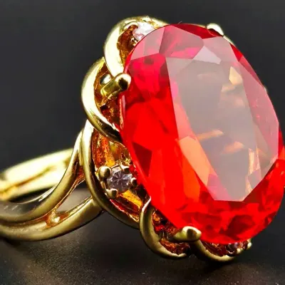 10.2ct Orange Sapphire Gold Vermeil Sterling Silver Statement Ring 