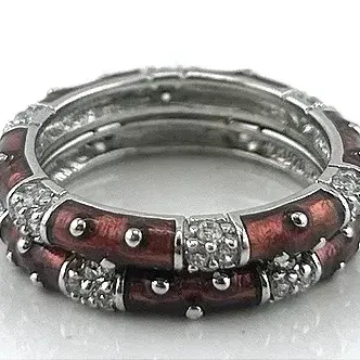 Brown Enamel Sterling Silver Stacking Rings