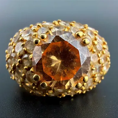 Orange Stone Gold Vermeil Sterling Silver Ring