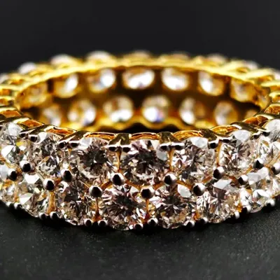4.84ctw Lab Diamond 14k Gold 2 Row Eternity Ring 