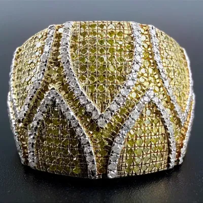 1.00CTW Yellow & White Diamond Sterling Silver Ring 
