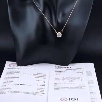 3.43ct Lab Diamond 14k Gold Statement Necklace With Report
