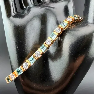 Blue Topaz Gold Vermeil Sterling Silver Bracelet 