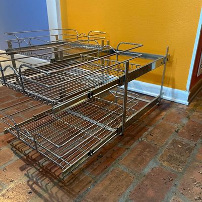 Pair of Pull-Out Wire Cabinet Organizer Drawers