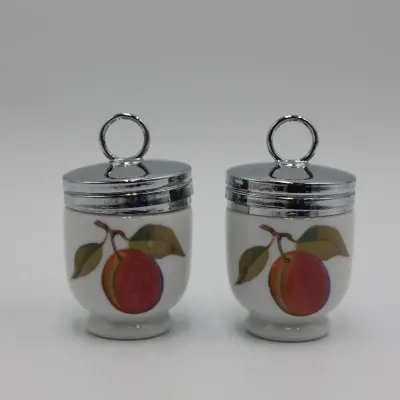Pair of Royal Worcester Evesham Porcelain Egg Coddlers