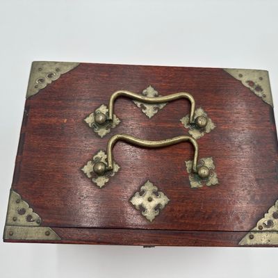 Antique Chinese Bone & Bamboo Mahjong Set in Wooden Cabinet