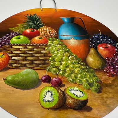 Hand-Painted Toleware Metal Wall Plaque