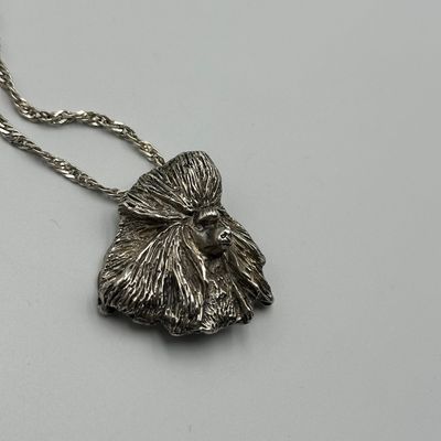 Sterling Silver Poodle Dog Pendant Necklace with 925 Italy Chain
