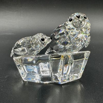 Swarovski Crystal Mother & Baby Seals Figurine
