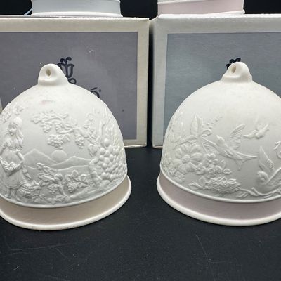 4 Lladró Annual Christmas Porcelain Bell Ornaments – 2 with Boxes