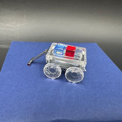 Swarovski Crystal Toy Wagon with Colorful Blocks & Original Box