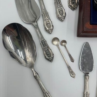 Wallace Rose Point Sterling Silver Flatware Service with Serving Pieces & Chest