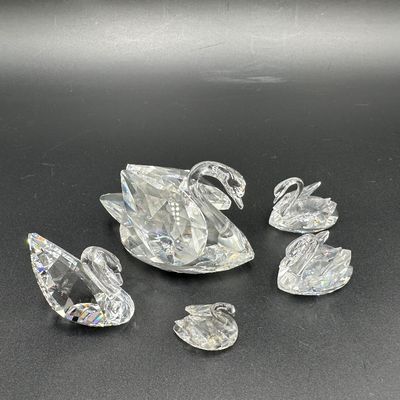 Lot of 5 Swarovski Crystal Swan Figurines