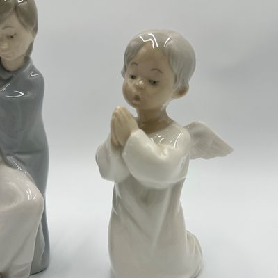 Lladro Nativity Figurine Set with Donkey, Cow, Angel & Shepherd