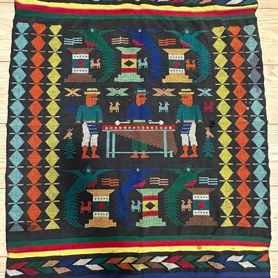 Guatemalan Handwoven Maya Folk Art Textile – Marimba Musicians & Animals