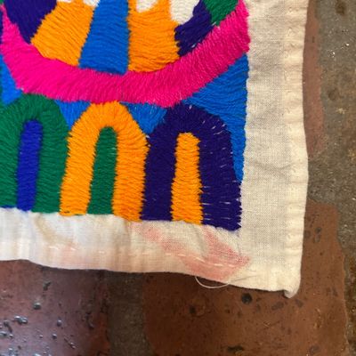 Pair of Guatemalan Hand-Embroidered Folk Art Textile Panel