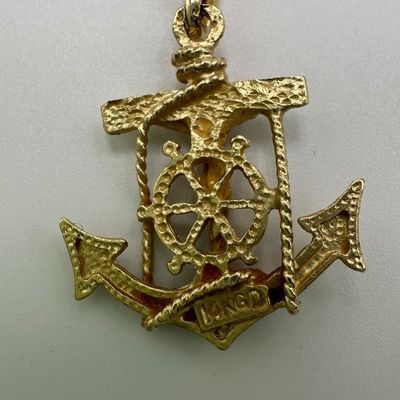 14K Gold Nautical Crucifix Anchor Pendant