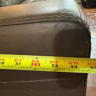 Brown Tufted Sofa with Wood Legs