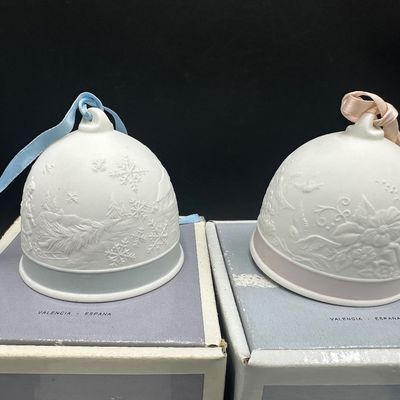 4 Lladró Annual Christmas Porcelain Bell Ornaments – 2 with Boxes
