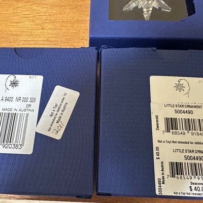 9 Swarovski Crystal Star & Snowflake Christmas Ornaments with Boxes