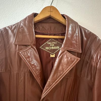 Vintage Tailored for Richman Brown Leather Jacket – Size 44L