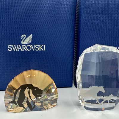 Swarovski Crystal Lion, Horse & Peacock Paperweights