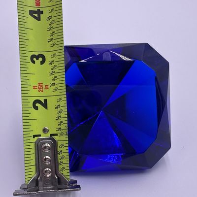 Oleg Cassini Signed Cobalt Blue Crystal Paperweights