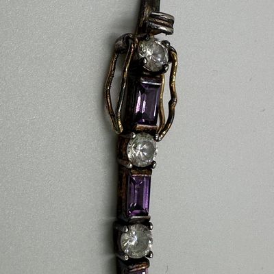 FAS 925 Sterling Silver Purple & Clear CZ Tennis Bracelet