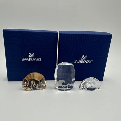 Swarovski Crystal Lion, Horse & Peacock Paperweights