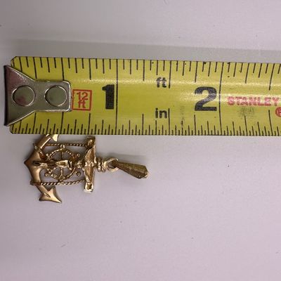 14K Gold Nautical Crucifix Anchor Pendant