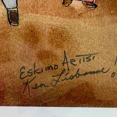Ken Lisbourne “First Boat!” Signed Alaskan Iñupiaq Artwork – 2013