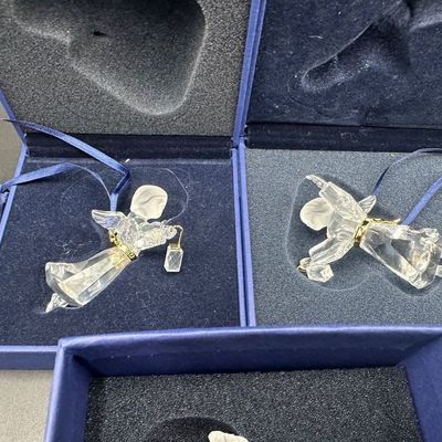 3 Swarovski Annual Edition Crystal Angel Ornaments with Boxes