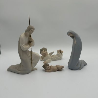 Lladró Porcelain Nativity Figurine Lot – Holy Family & Angels
