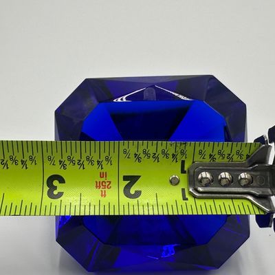 Oleg Cassini Signed Cobalt Blue Crystal Paperweights