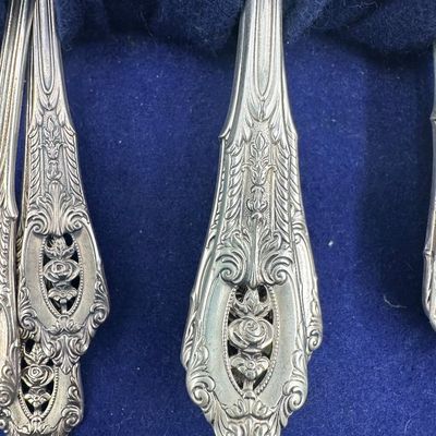 Wallace Rose Point Sterling Silver Flatware Service with Serving Pieces & Chest