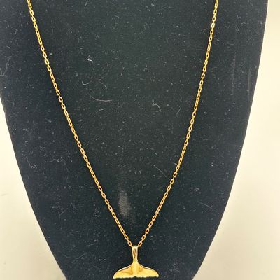 14K Gold Wyland Whale Tail Pendant Necklace
