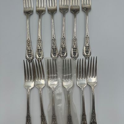 Wallace Rose Point Sterling Silver Flatware Service with Serving Pieces & Chest
