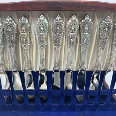Wallace Rose Point Sterling Silver Flatware Service with Serving Pieces & Chest