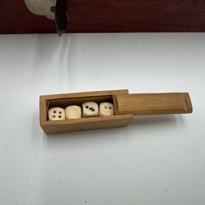 Antique Chinese Bone & Bamboo Mahjong Set in Wooden Cabinet