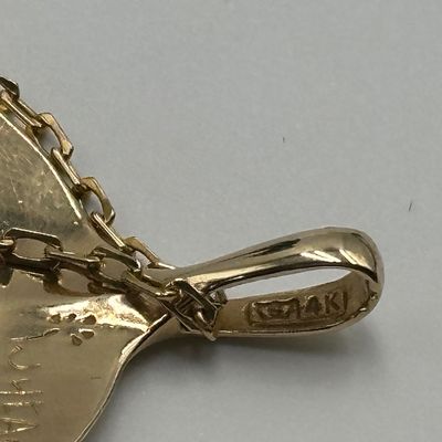 14K Gold Wyland Whale Tail Pendant Necklace