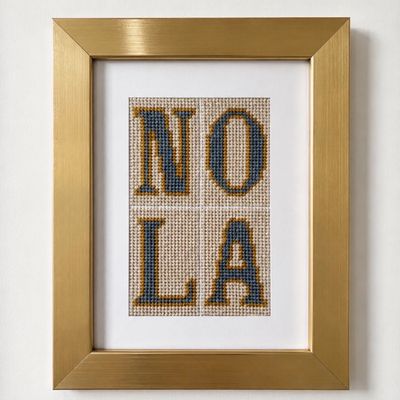 Framed “NOLA” Needlepoint Art – New Orleans