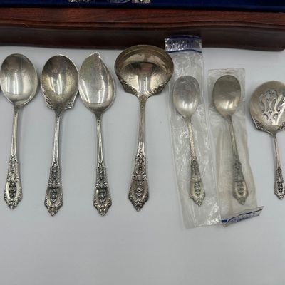 Wallace Rose Point Sterling Silver Flatware Service with Serving Pieces & Chest