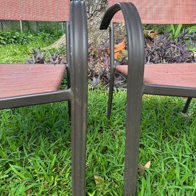Set of 3 Metal Sling Patio Dining Armchairs