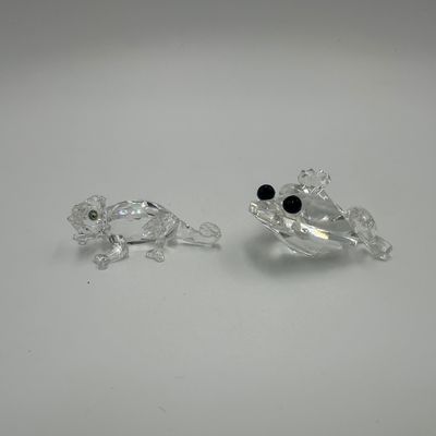 Swarovski Crystal Frog Prince & Chameleon Figurines