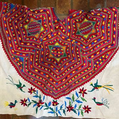 Pair of Guatemalan Maya Handwoven Huipils – Embroidered & Brocaded
