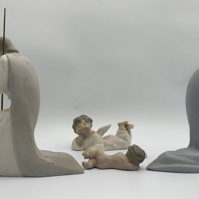 Lladró Porcelain Nativity Figurine Lot – Holy Family & Angels