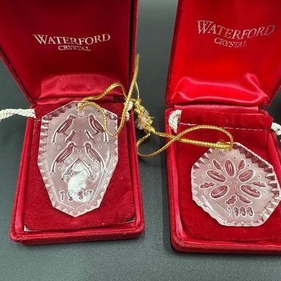 9 Waterford Crystal Twelve Days of Christmas Ornaments 1987-1995