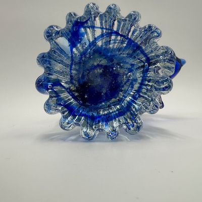Art Glass Blue Dolphin Figurine – Pair on Waves